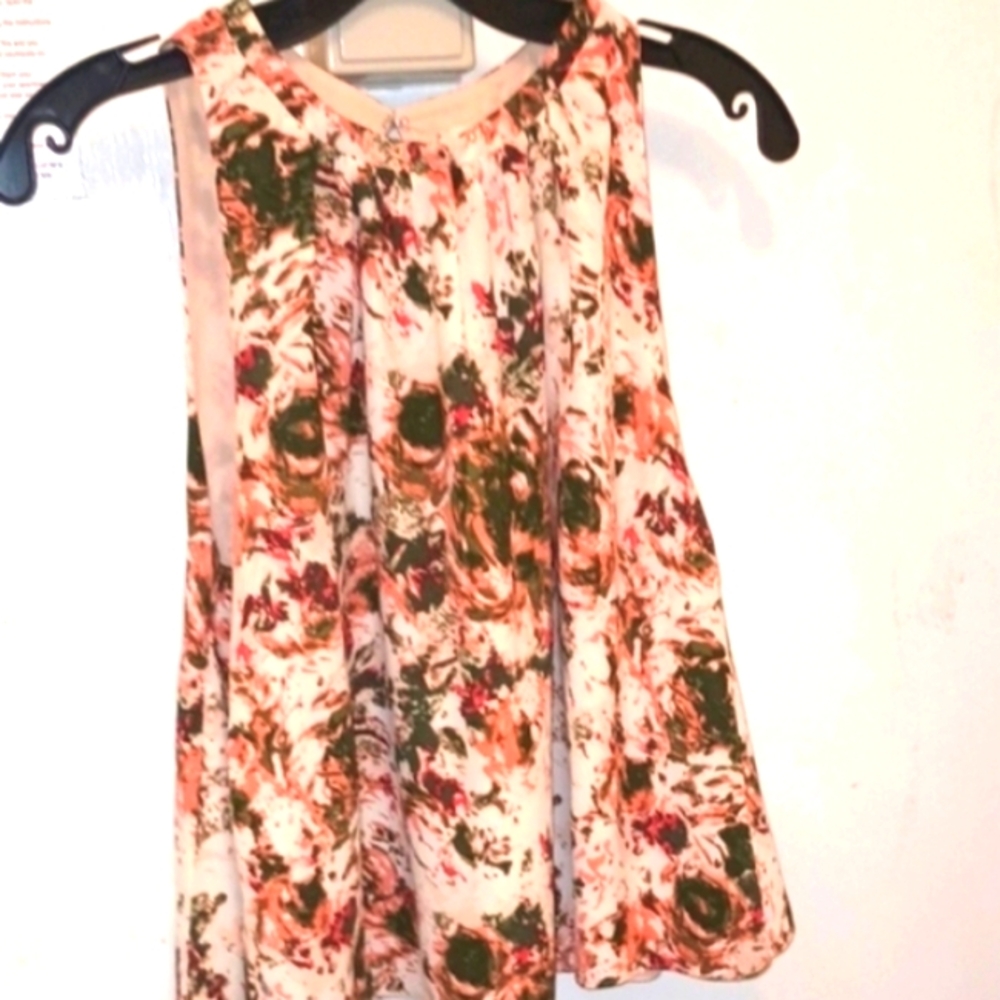 Prose & Poetry Asymmetrical Beige Orange And Green Sleeveless Tank Top(NWT)